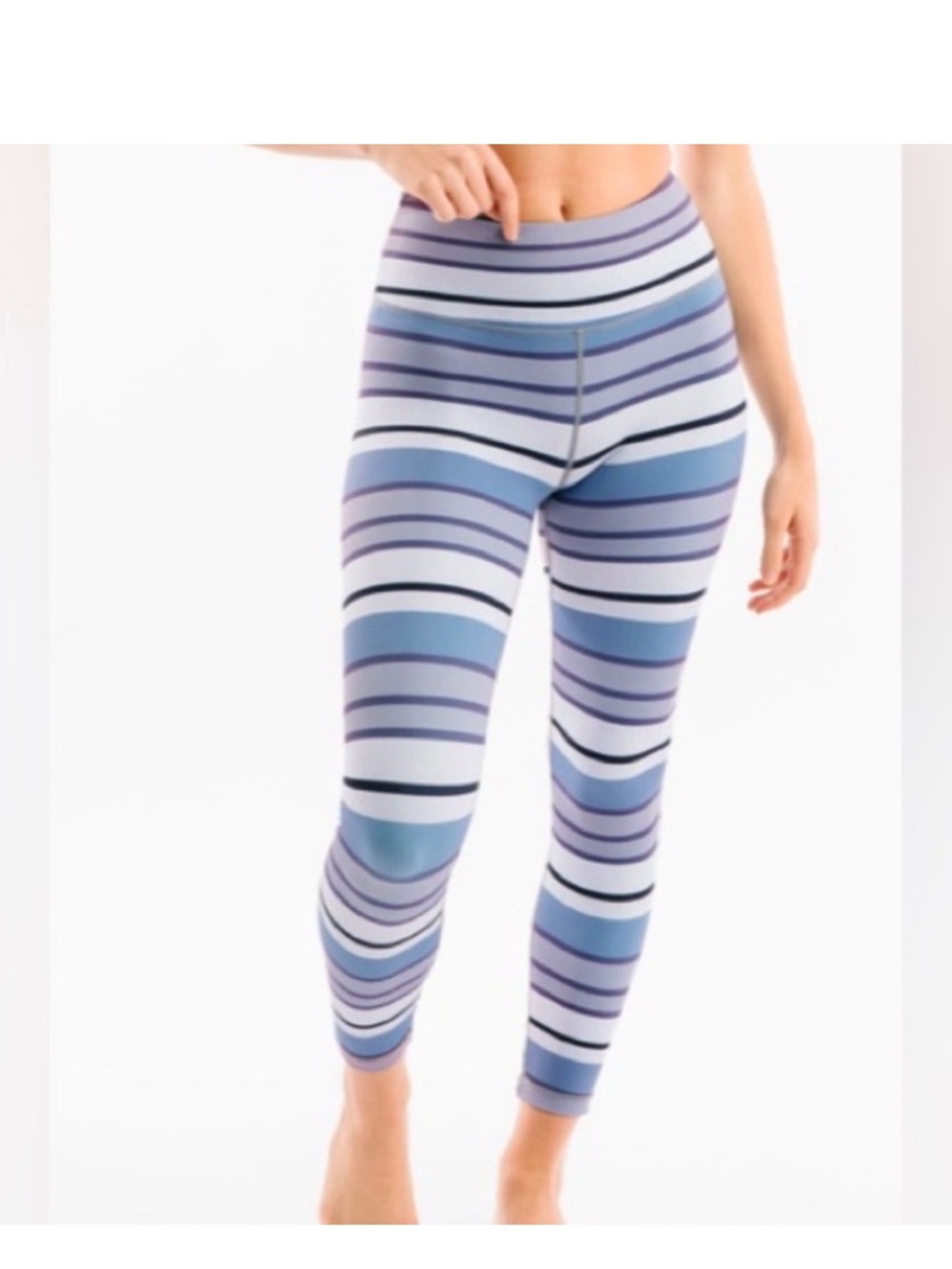 ZYIA Striped Performance Leggings - Purple & White